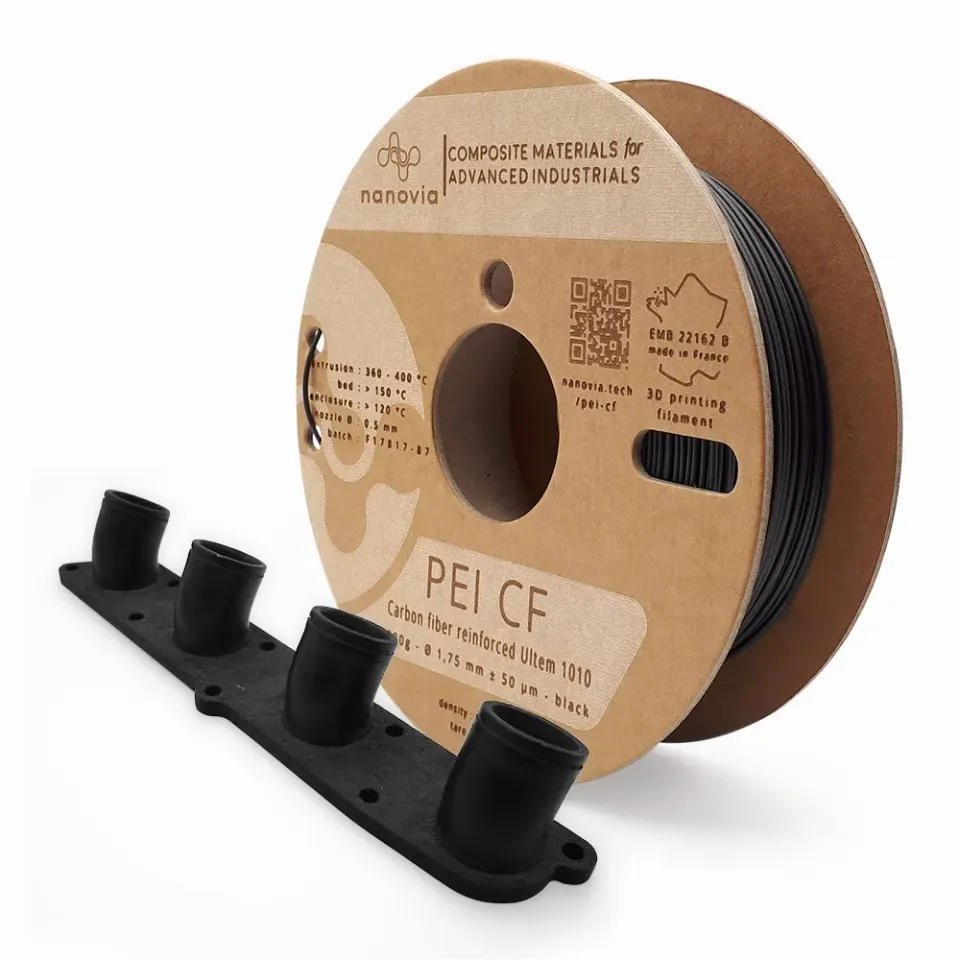 Nanovia PEI CF Ultem 1010 filamento nero alta temperatura