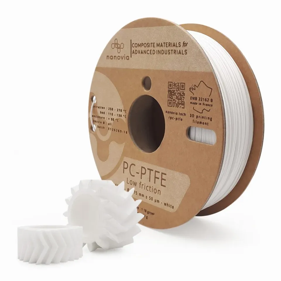 Nanovia PC-PTFE filamento bianco basso attrito ingranaggi