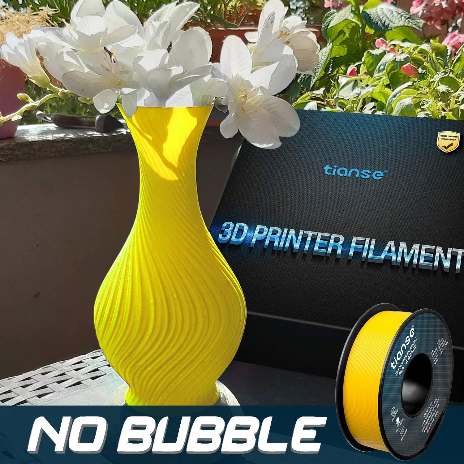 TIANSE PLA Filamento 3D 1,75mm Giallo Fluorescente 1kg