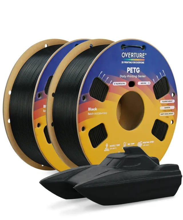 Overture High Speed PETG filamento 1.75mm nero bianco 2 pack