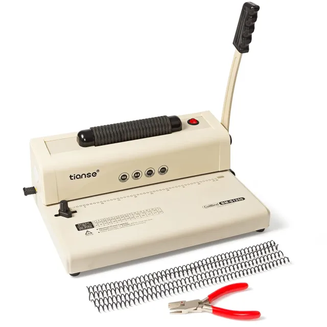 TIANSE Rilegatrice a Spirale con Inseritore Elettrico + 100 Pettini 12 fogli