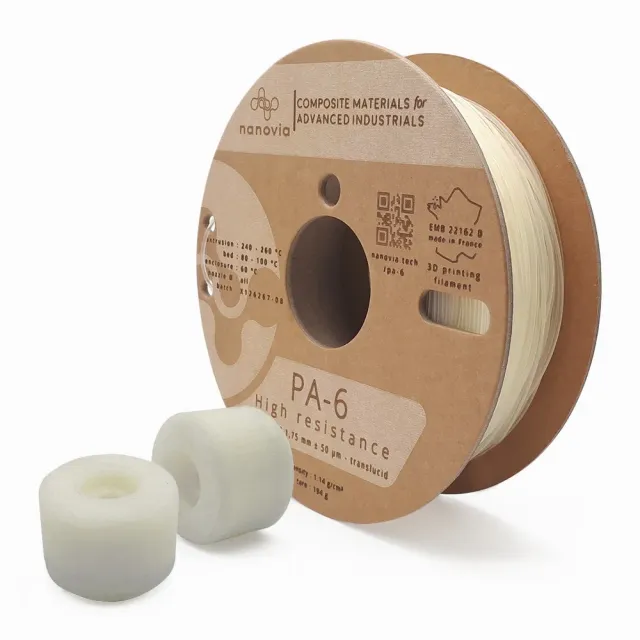 Nanovia PA-6 filamento 1,75 mm traslucido resistente calore