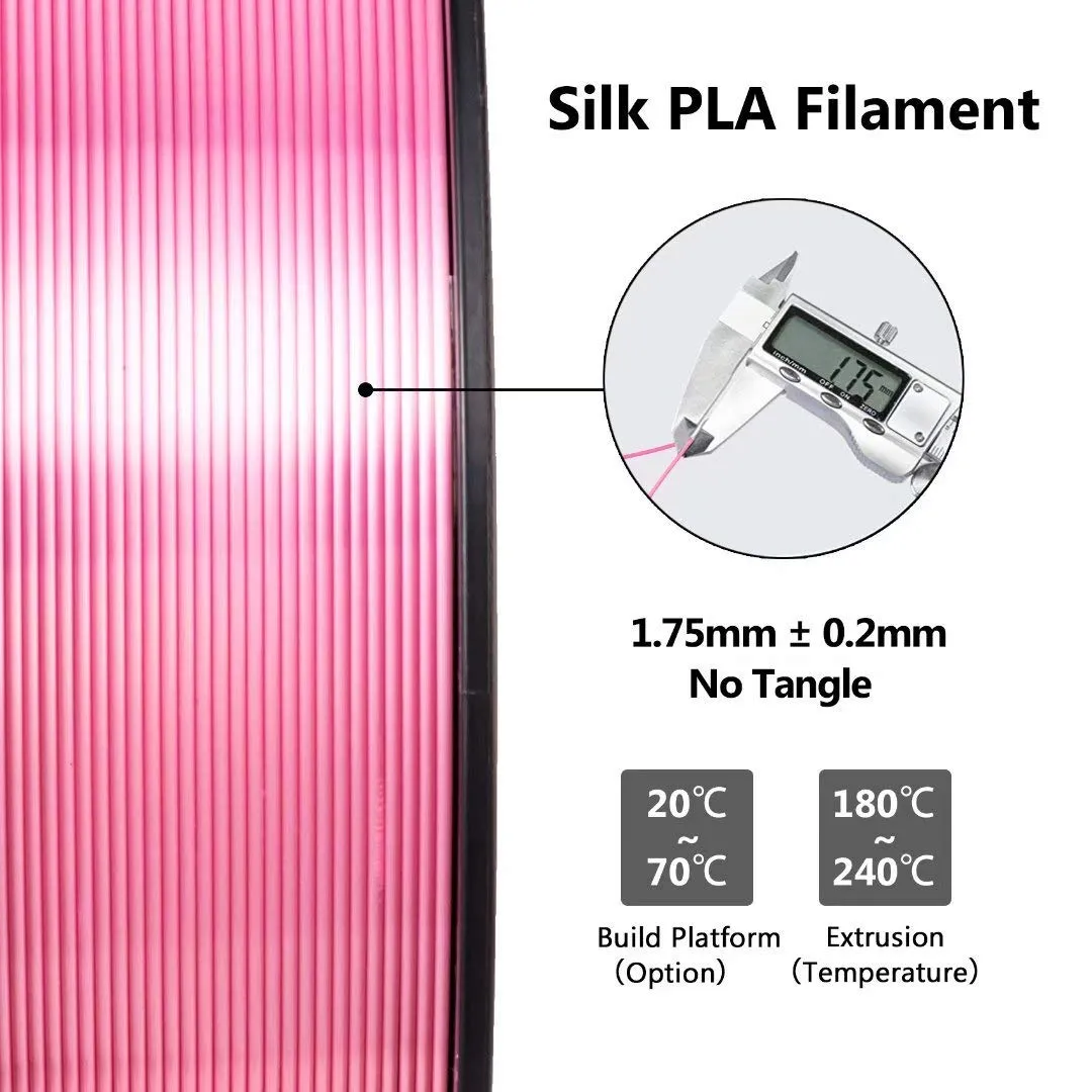 TIANSE Silk filamento PLA 1,75mm rosa 1kg effetto seta
