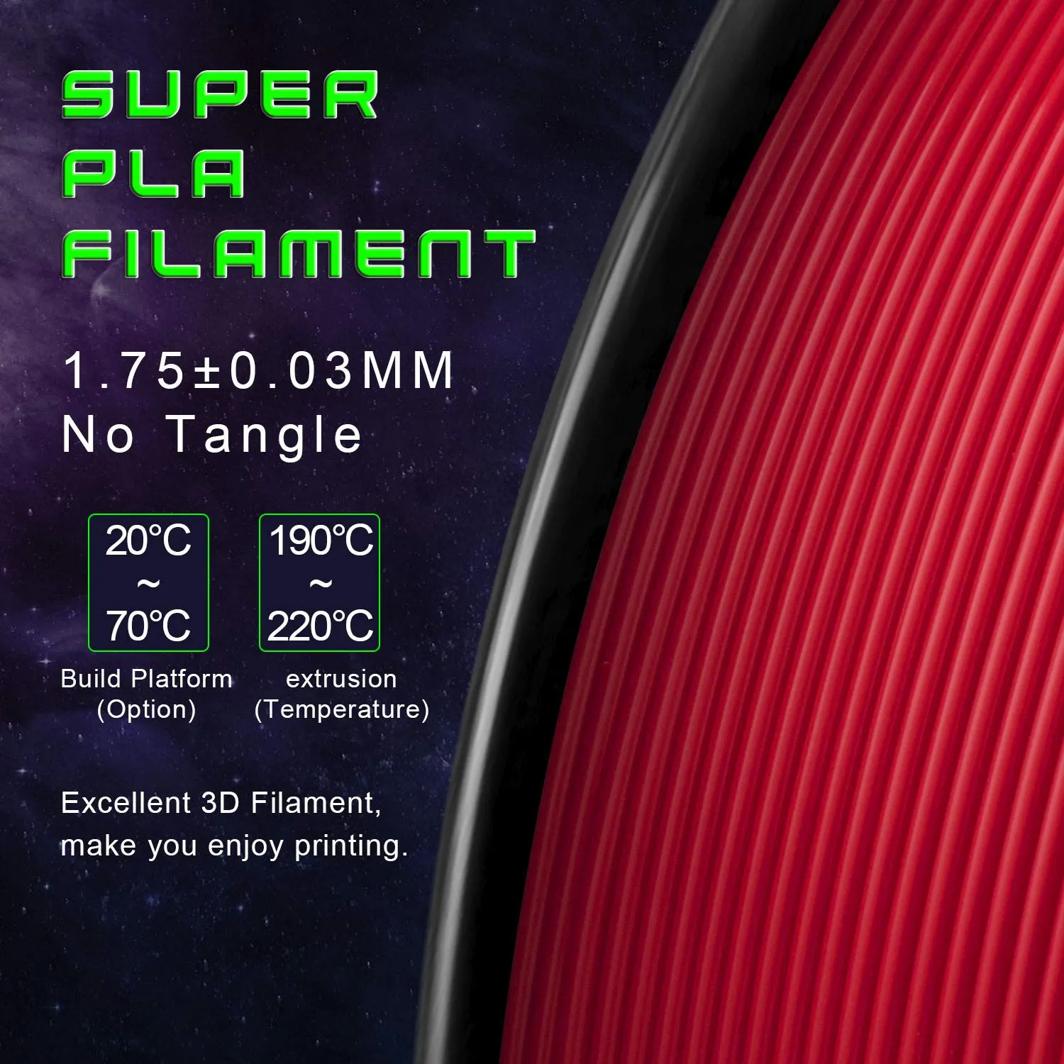 TIANSE Filamento PLA 1,75 mm rosso 1 kg precisione +/-0,03 mm