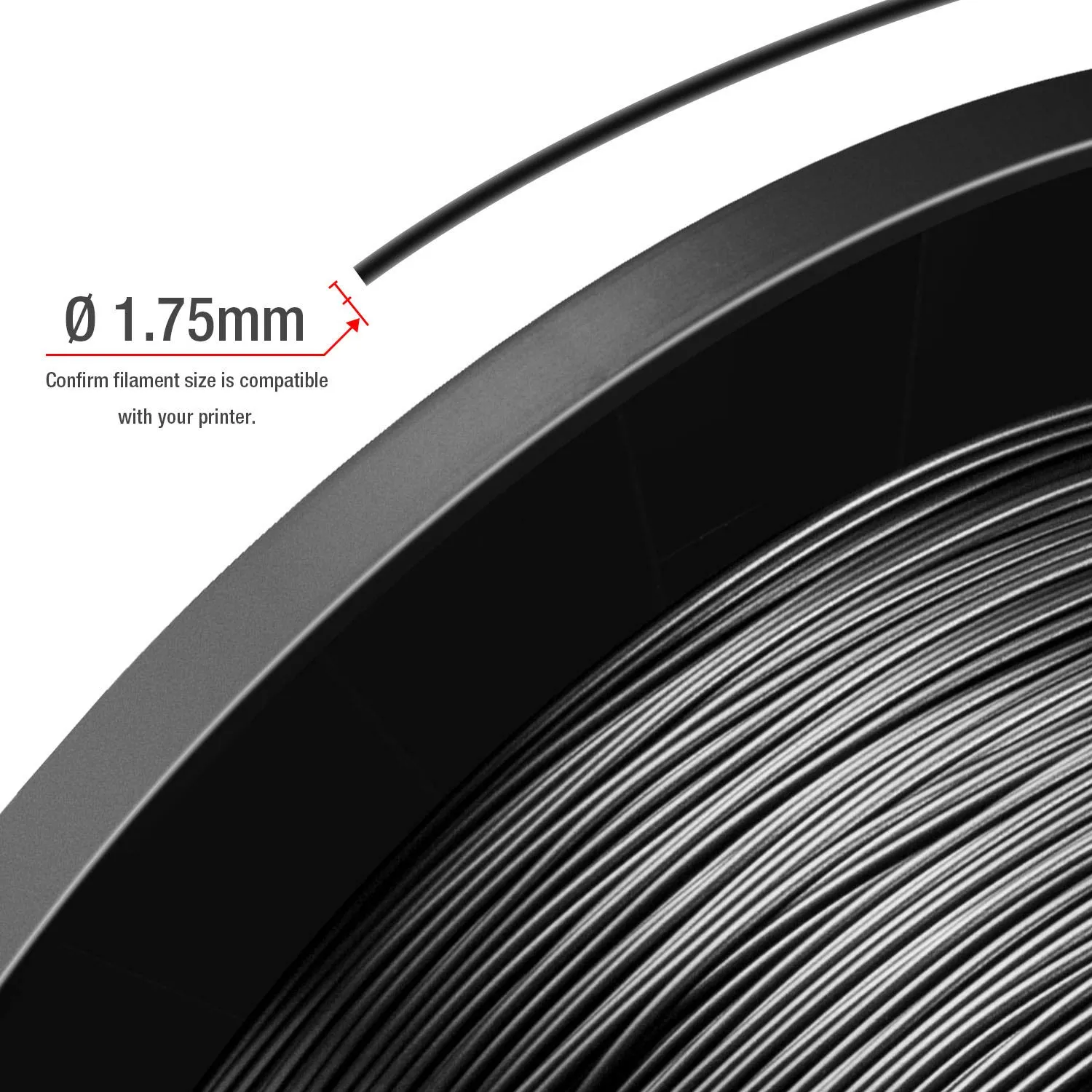TIANSE Filamento PLA 1.75mm Nero Bobina 5kg ±0,03mm