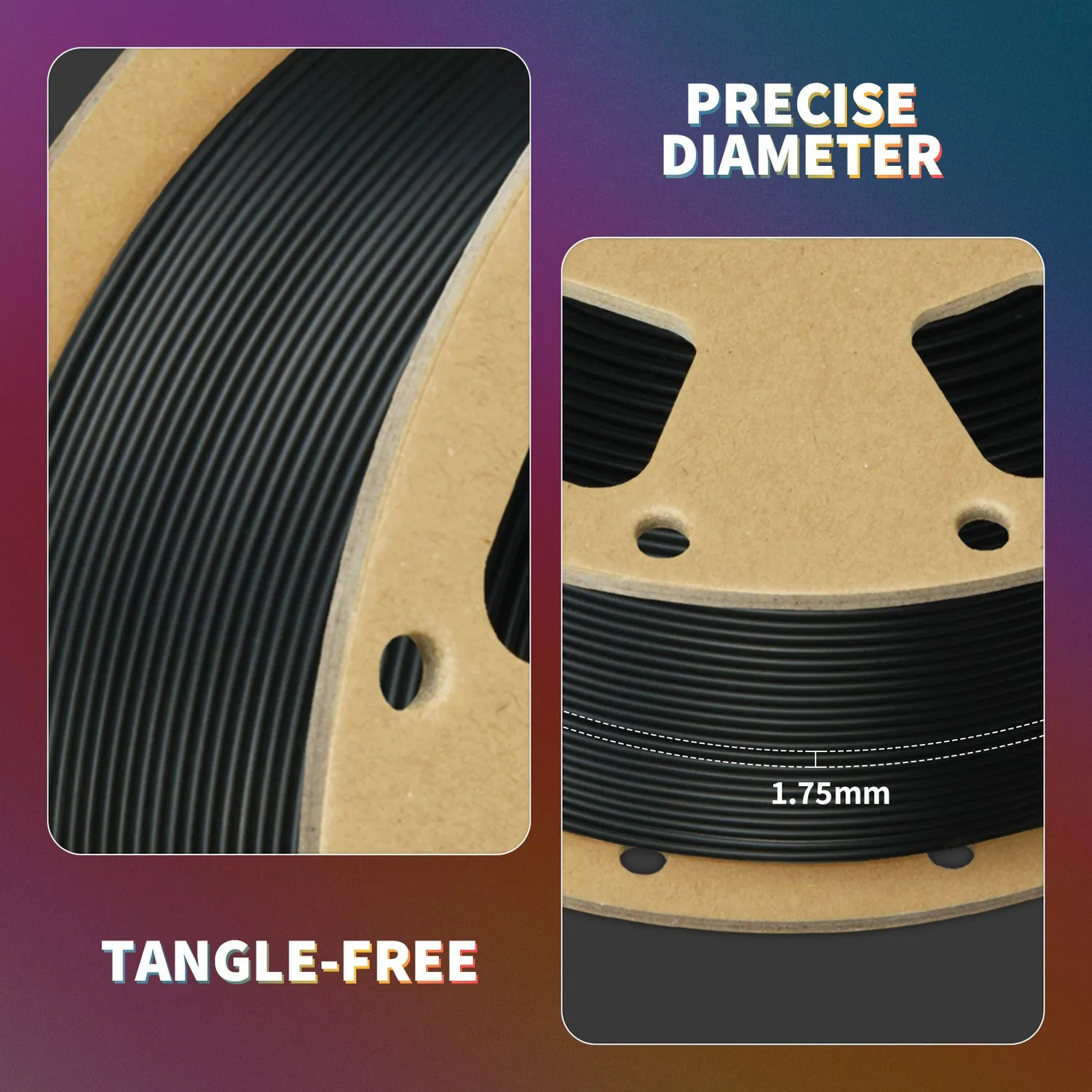 Overture PLA Filamento 1,75mm 2x1kg nero preciso