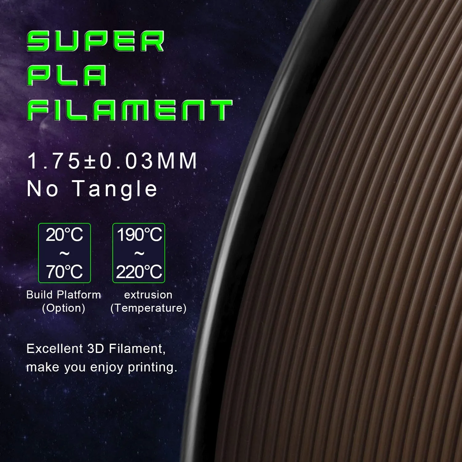 TIANSE filamento PLA 1,75 mm caffè 1 kg marrone