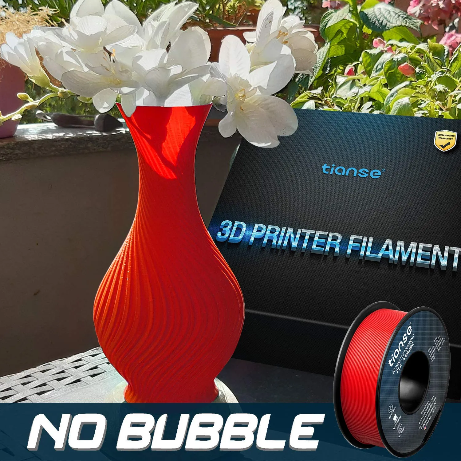 TIANSE Filamento PLA 1,75 mm rosso 1 kg precisione +/-0,03 mm