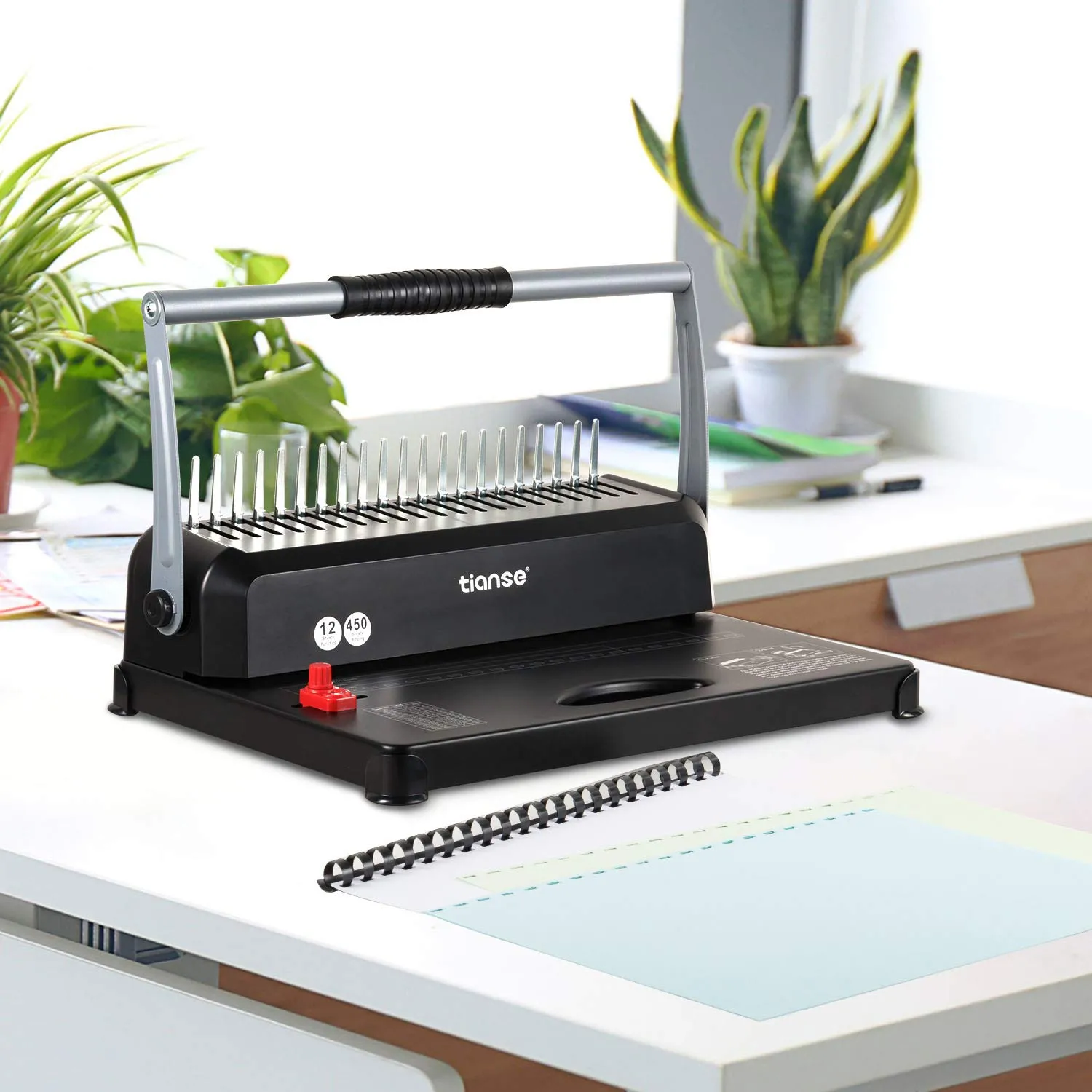 TIANSE rilegatrice spirale 21 fori 450 fogli con 100 dorsi