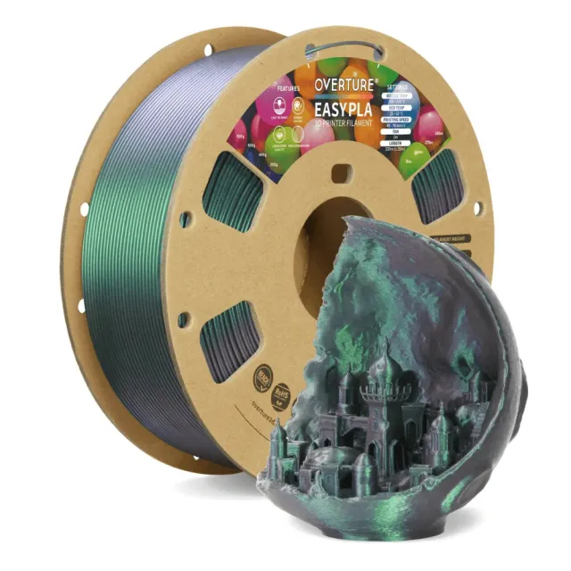 Overture Shimmer PLA filamento verde scuro 1kg glitter
