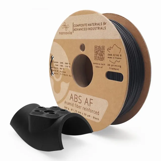 Nanovia ABS AF filamento 3D nero fibra aramidica
