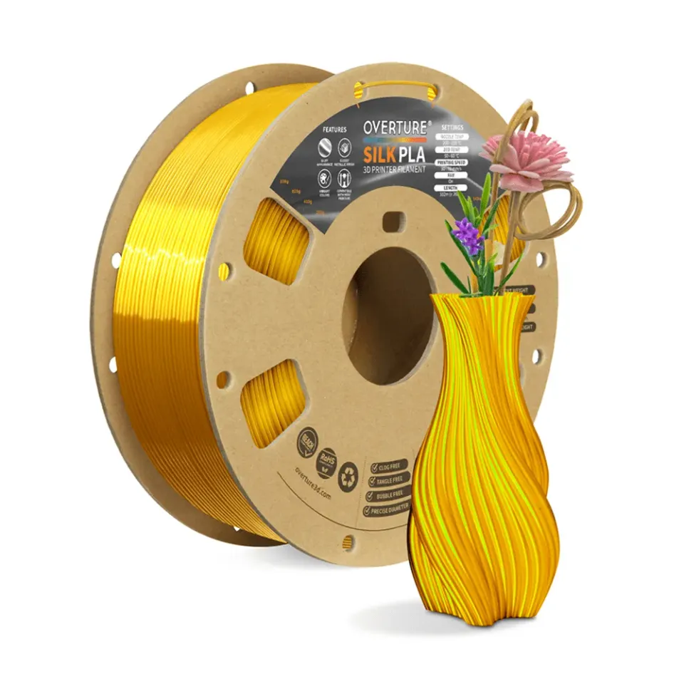 Overture Silk PLA filamento 1,75mm silk gold 1kg lucido