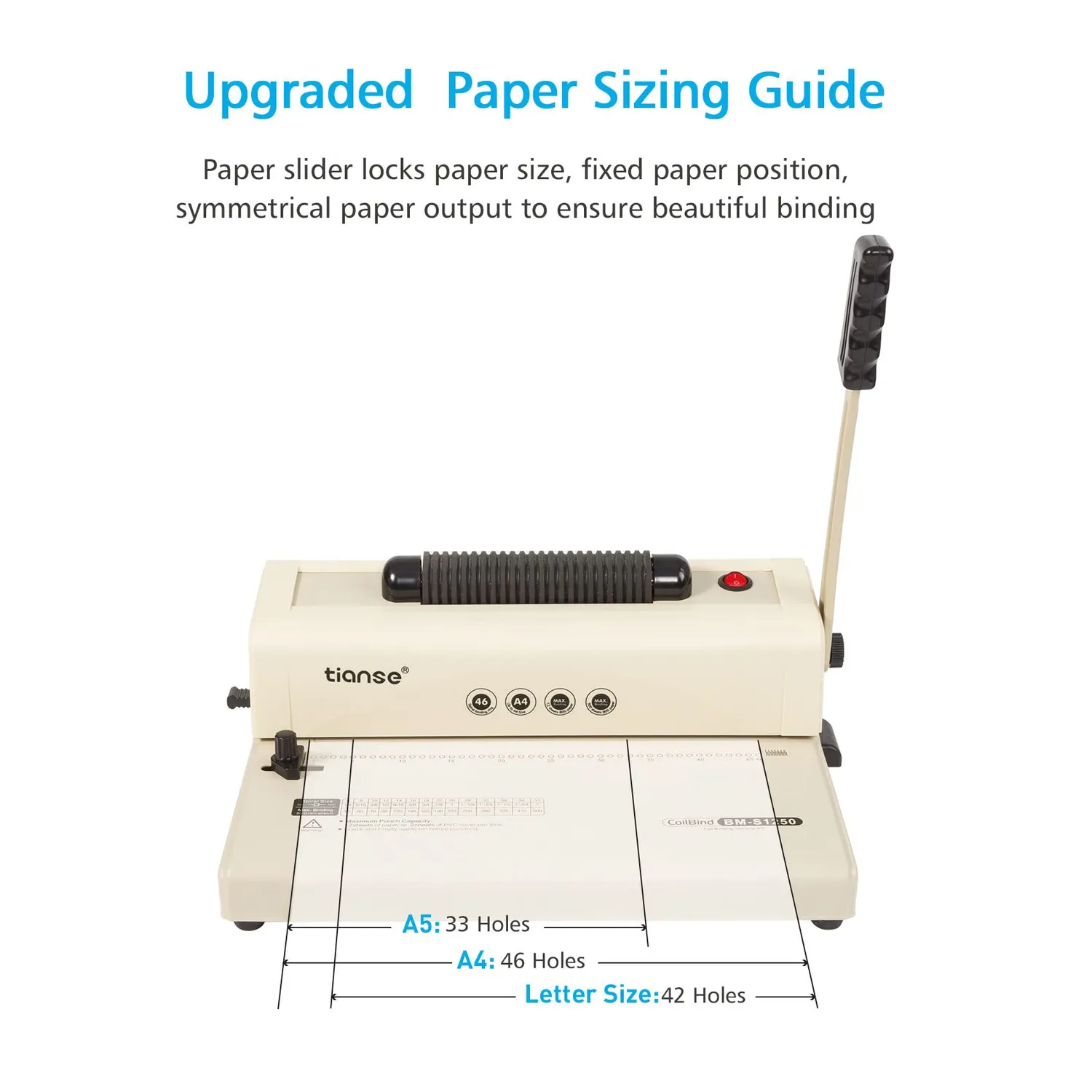 TIANSE Rilegatrice a Spirale con Inseritore Elettrico + 100 Pettini 12 fogli
