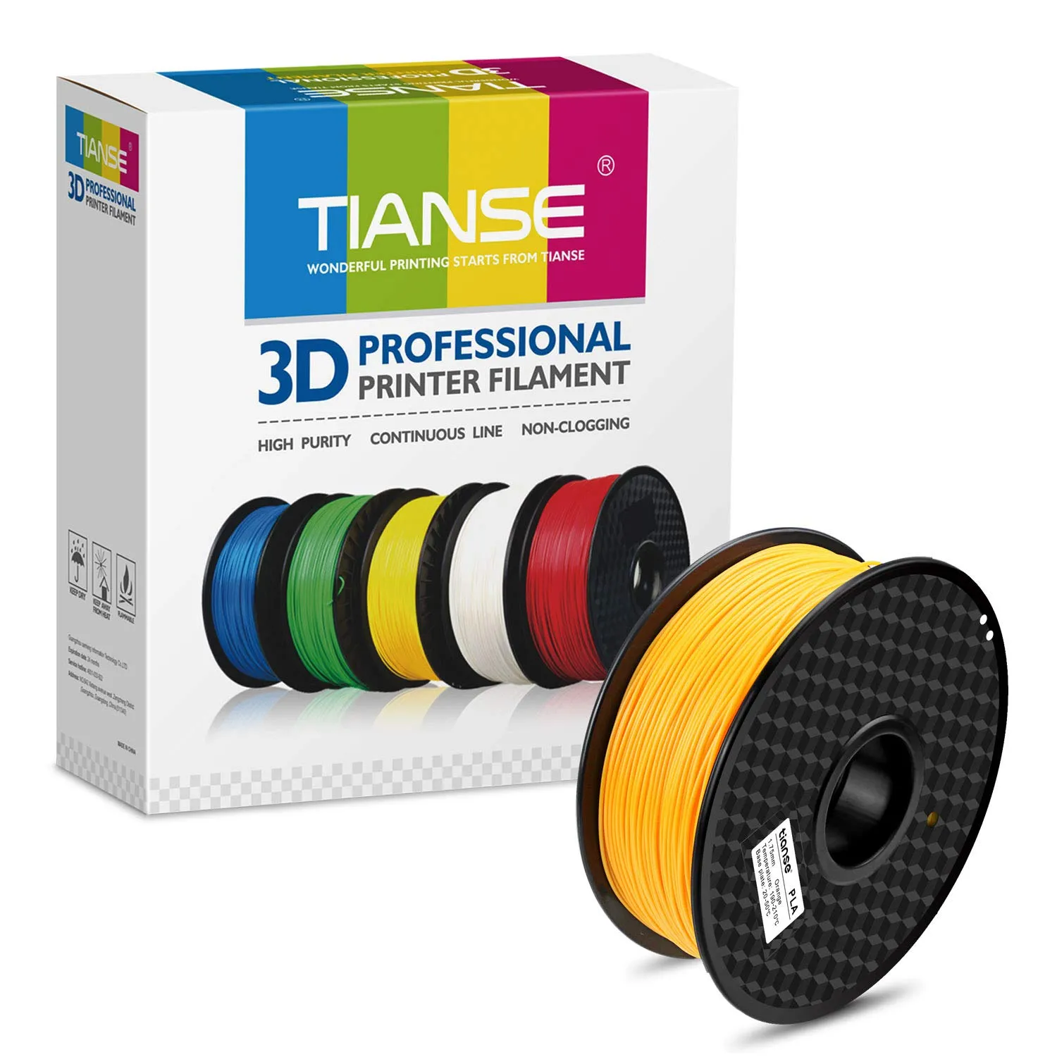 TIANSE PLA Filamento 1,75 mm Arancione 1 kg per Stampanti 3D