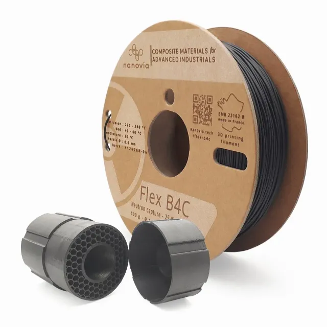 Nanovia Flex B4C filamento nero assorbimento neutroni
