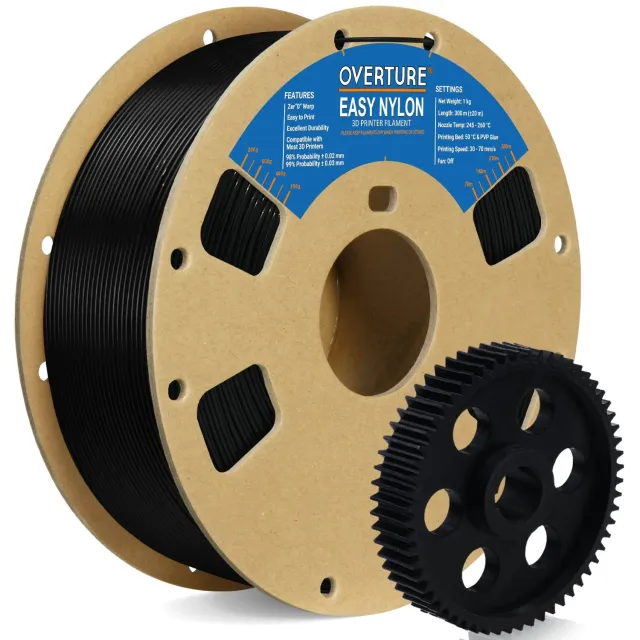Overture Easy Nylon filamento 1,75 mm nero 1 kg resistente
