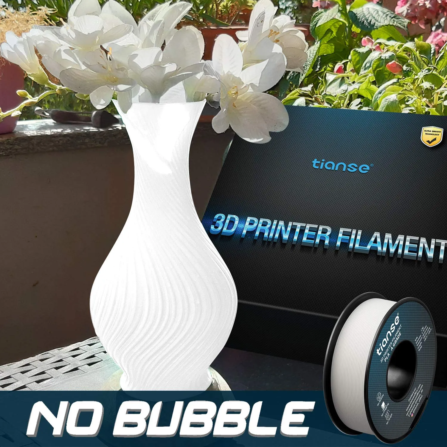 TIANSE Super Filamento PLA 1.75mm Bianco Bobina 1kg