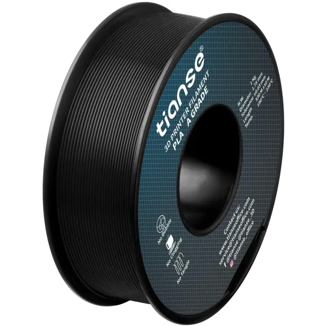 TIANSE Filamento PLA 1,75 mm nero 1 kg precisione +/-0,03 mm