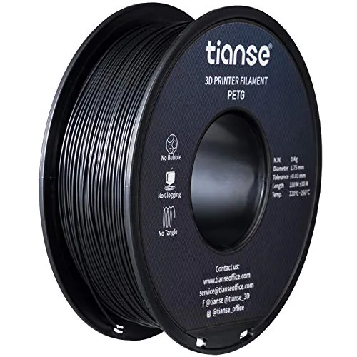 TIANSE PETG Filamento 3D 1,75mm Nero 1kg +/-0,03mm