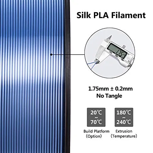 TIANSE Silk filamento PLA 1,75mm argento blu 1kg setoso