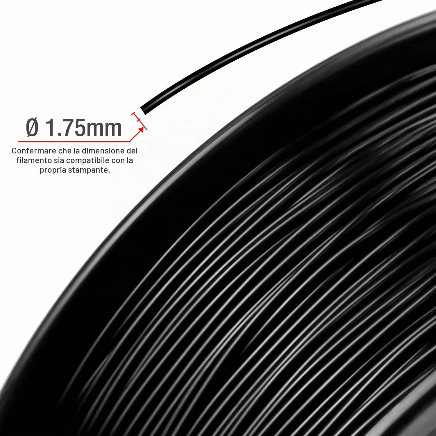 TIANSE filamento TPU 1,75 mm nero 1 kg flessibile