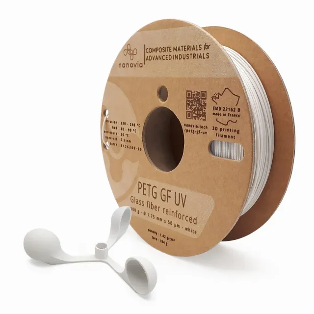Nanovia PETG GF UV filamento bianco fibra vetro anti-UV