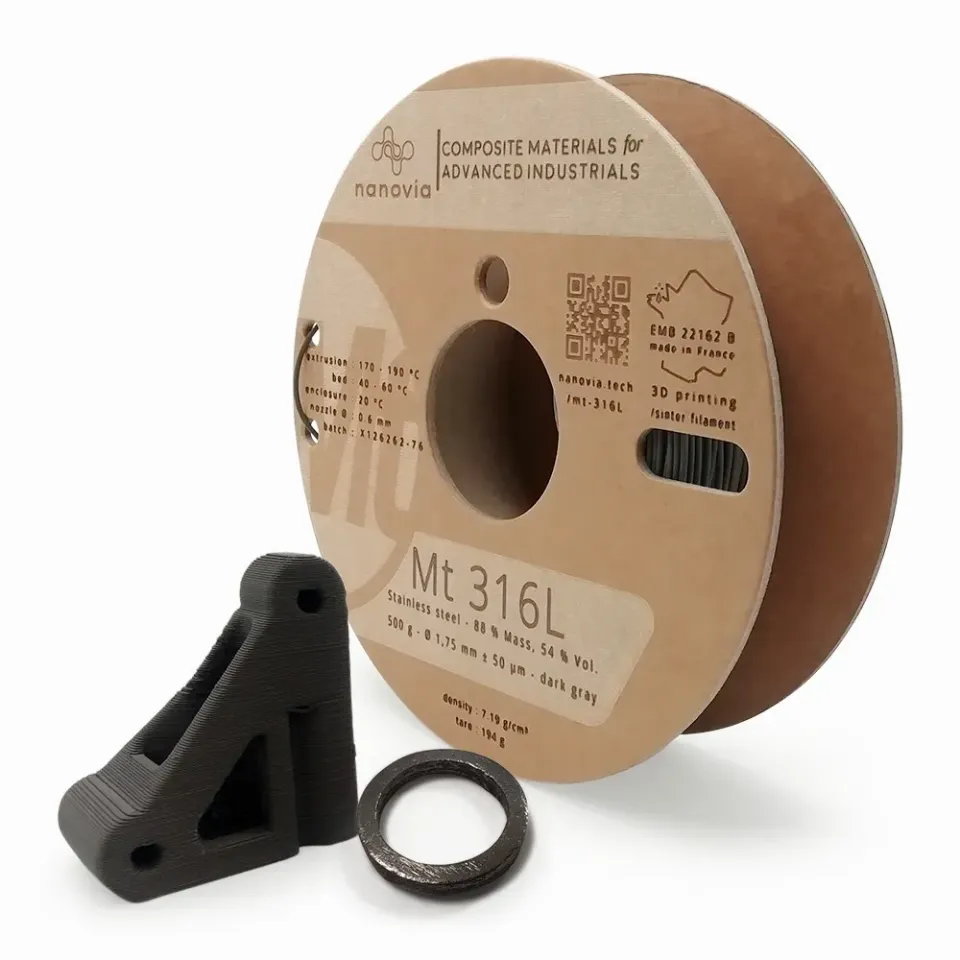 Nanovia Mt 316L filamento acciaio 1,75 mm grigio