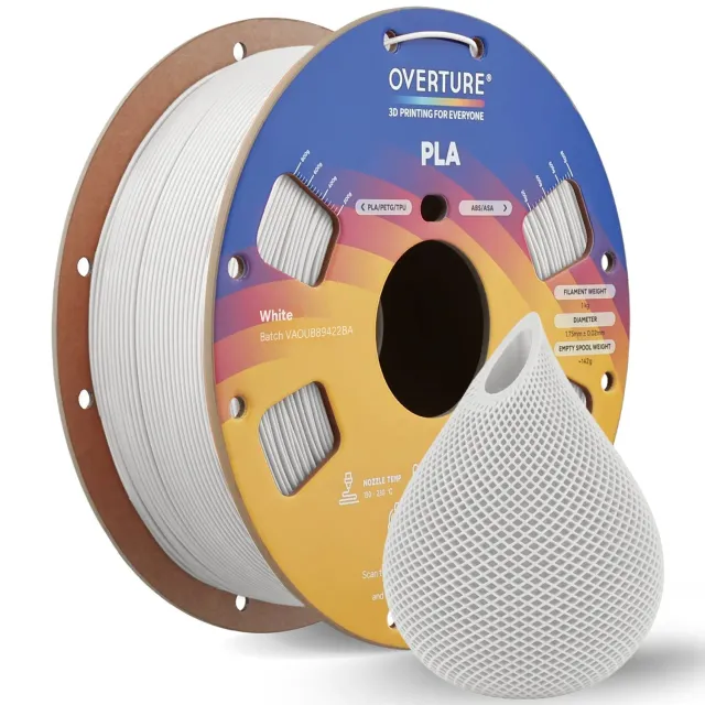Overture High Speed PLA filamento 1,75 mm nero 1 kg veloce