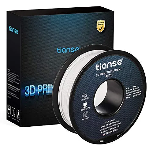 TIANSE PETG Filamento 3D 1,75mm Bianco 1kg +/-0,03mm